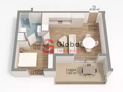 Appartement, 47,8 m²