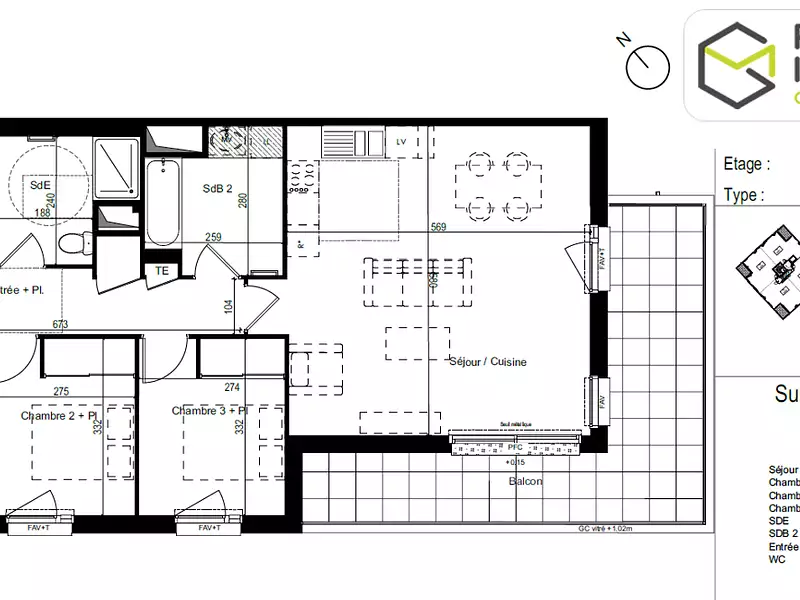 Appartement, 88,83 m²