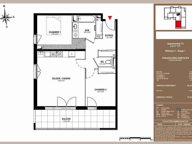 Appartement, 63,25 m²