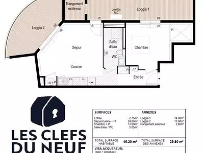 Appartement, 47 m²