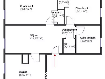 Appartement, 43,23 m²