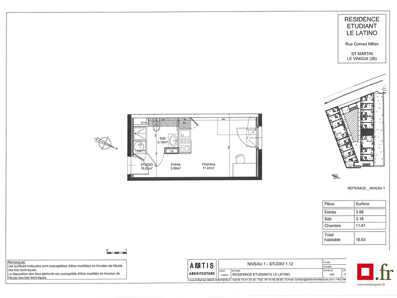 Appartement, 18,63 m²