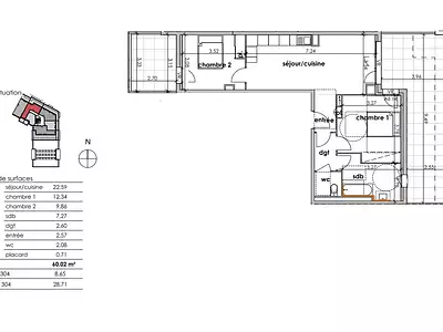 Appartement, 60 m²