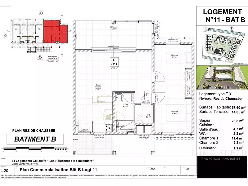 Appartement, 57,6 m²