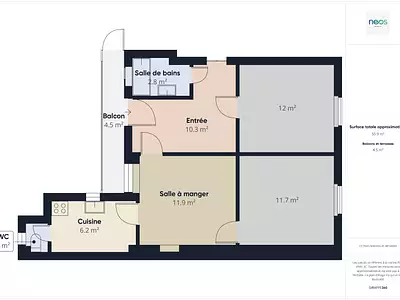 Appartement, 55,34 m²