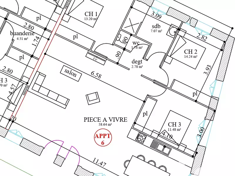 Appartement, 109 m²