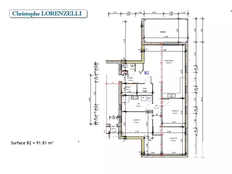 Appartement, 91 m²
