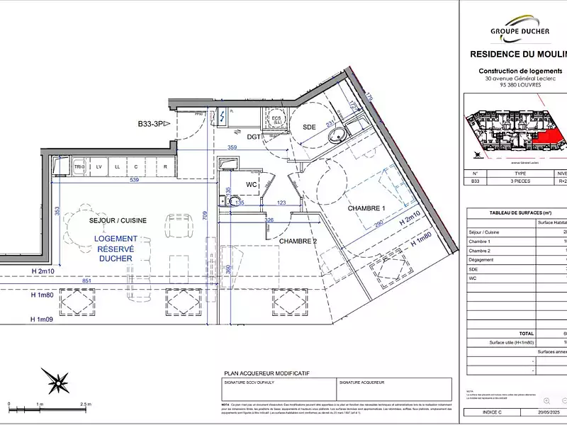 Appartement, 60,7 m²