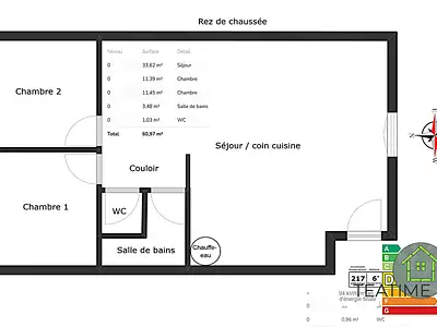 Maison, 60,97 m²