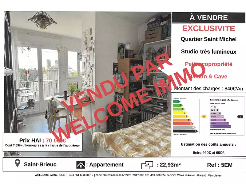 Appartement, 22,93 m²