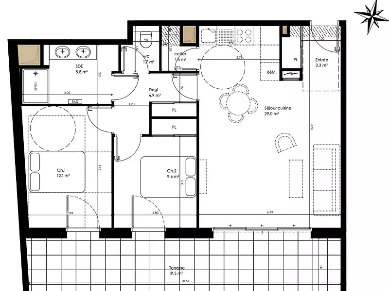 Appartement, 68 m²