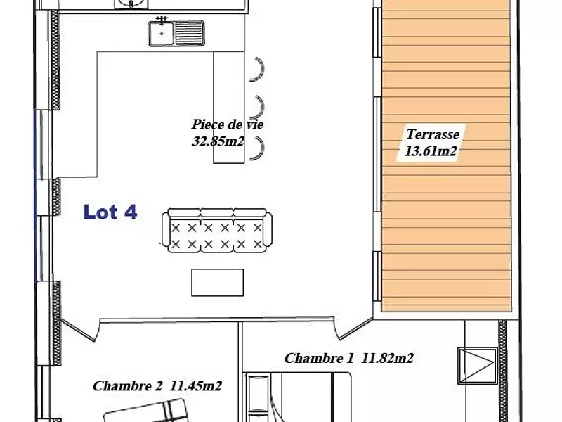Appartement, 61,53 m²
