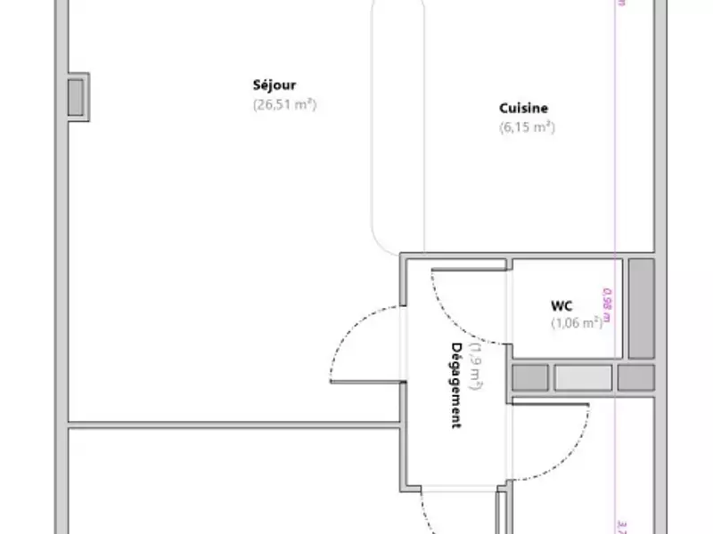 Appartement, 58 m²