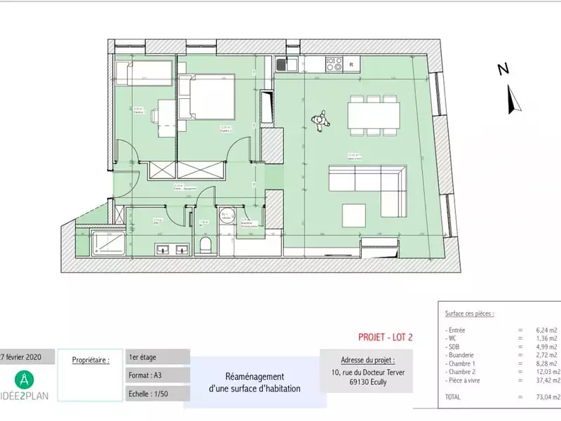 Appartement, 73 m²