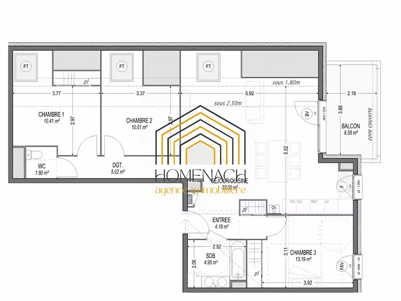 Appartement, 82,86 m²