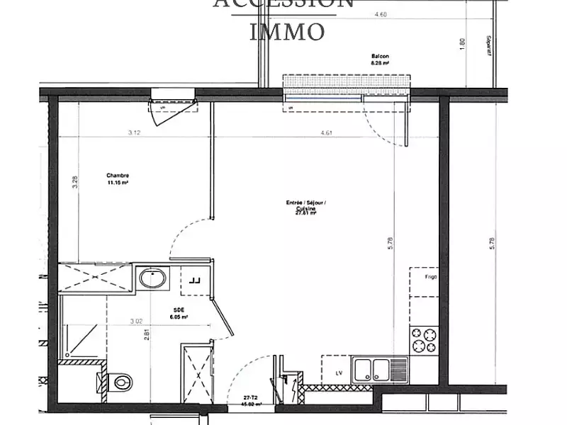 Appartement, 45 m²