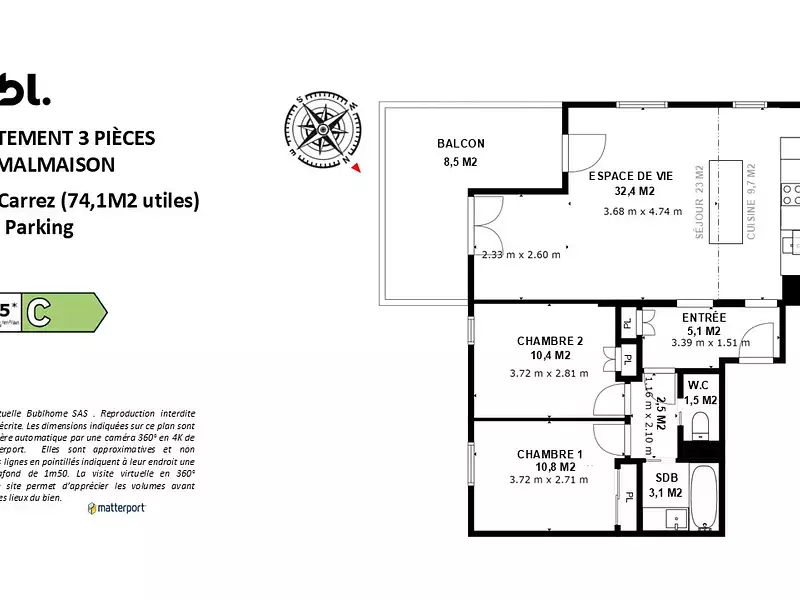 Appartement, 66 m²