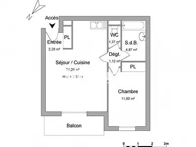 Appartement, 45 m²