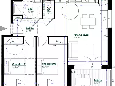 Appartement, 63 m²