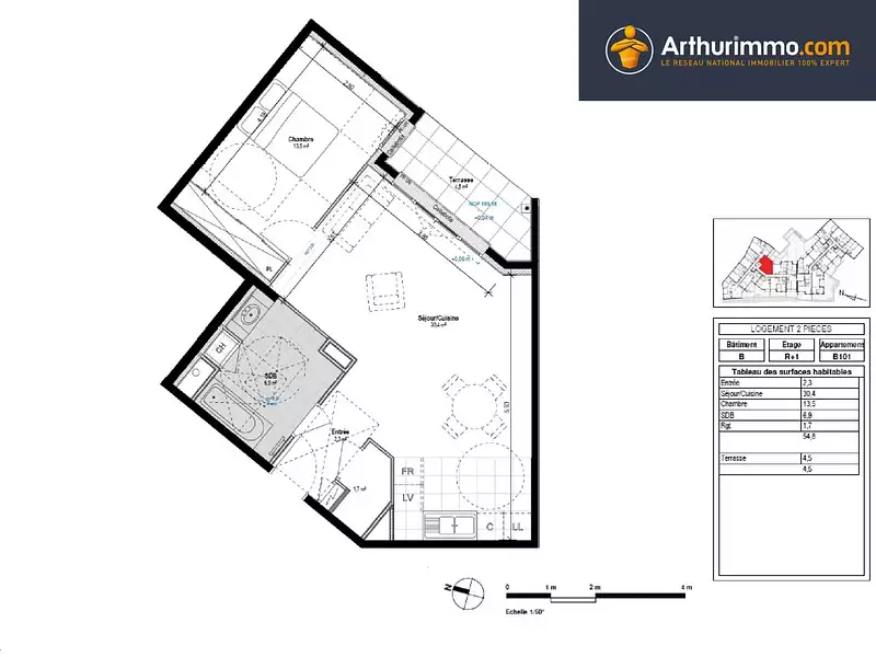 Appartement, 54,4 m²