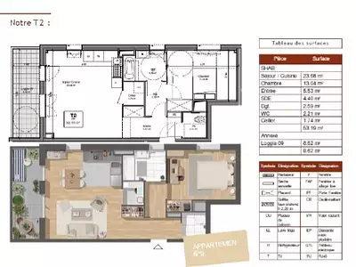 Appartement, 53,32 m²