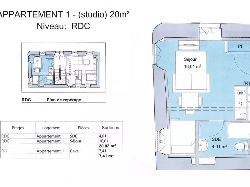 Appartement, 20 m²