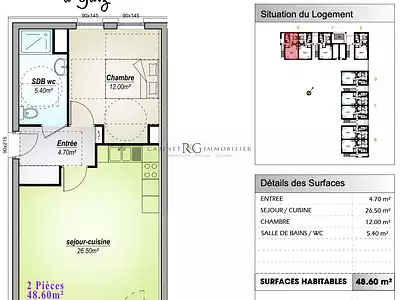 Appartement, 48,6 m²