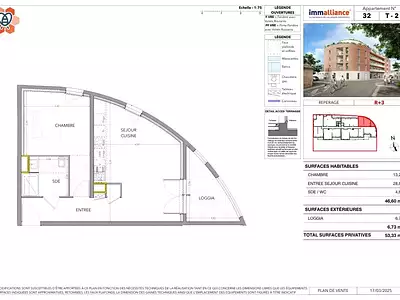 Appartement, 46,6 m²