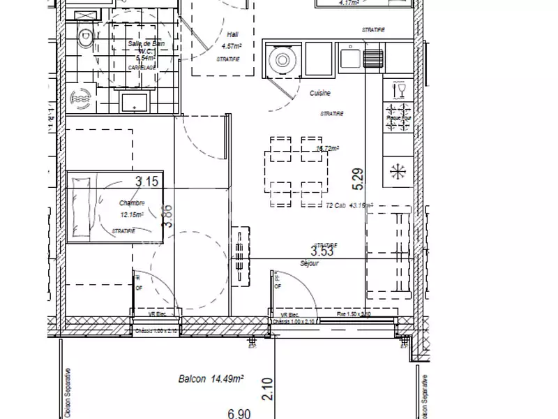 Appartement, 43 m²
