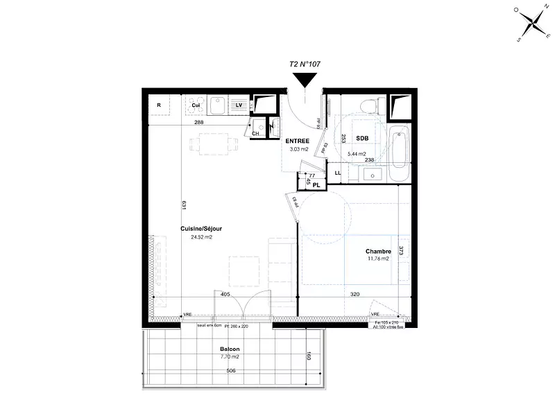 Appartement, 45 m²