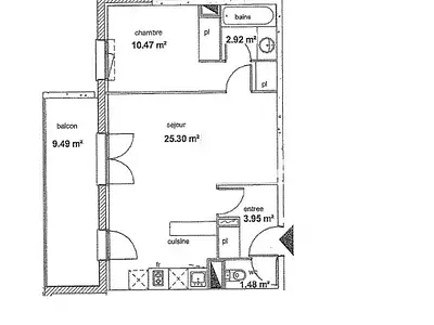 Appartement, 45 m²