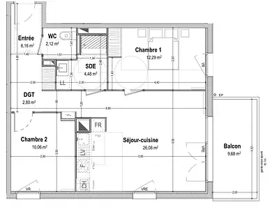 Appartement, 64 m²