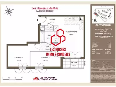 Appartement, 61 m²