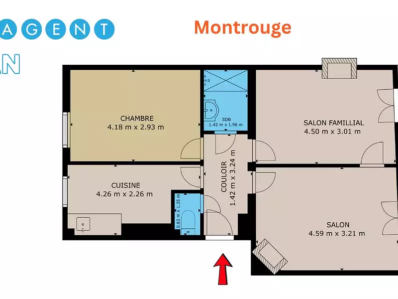 Appartement, 55 m²