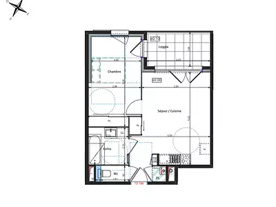 Appartement, 43,82 m²