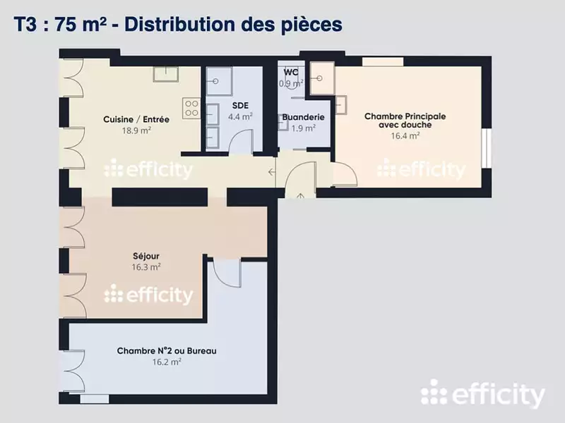 Appartement, 75 m²