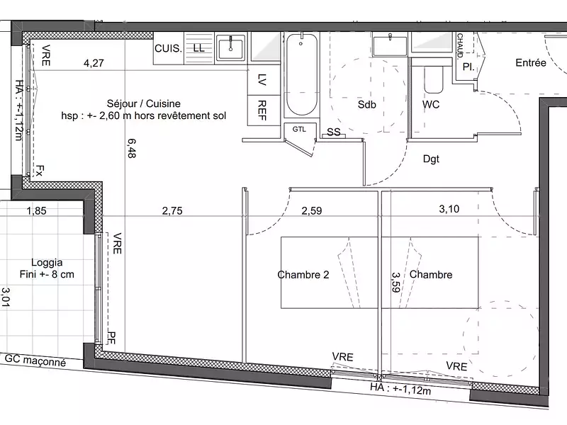 Appartement, 60 m²
