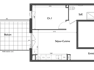 Appartement, 40,1 m²