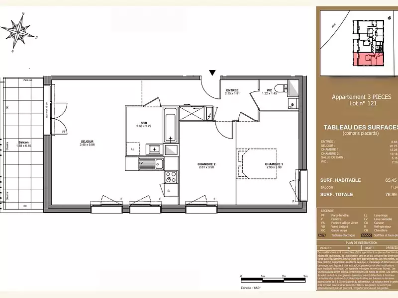 Appartement, 65,45 m²