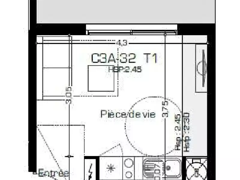 Appartement, 22,3 m²