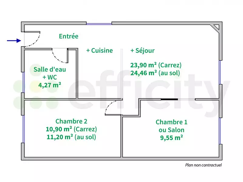 Appartement, 49 m²