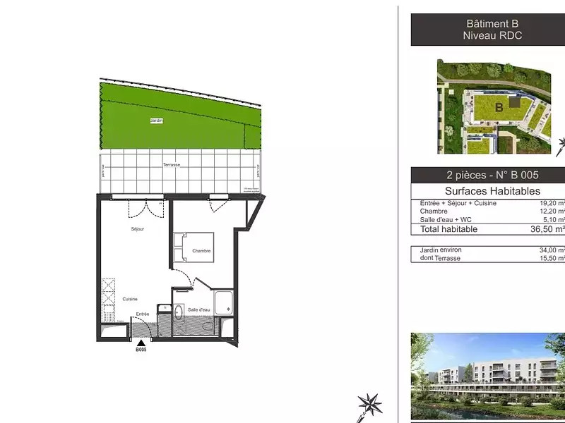 Appartement, 36,5 m²