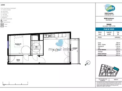 Appartement, 43,7 m²