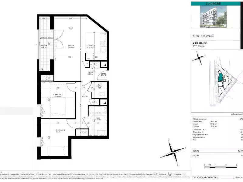 Appartement, 62,19 m²