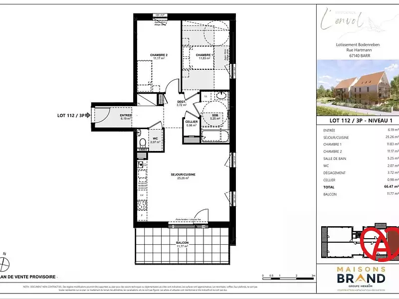 Appartement, 66,52 m²