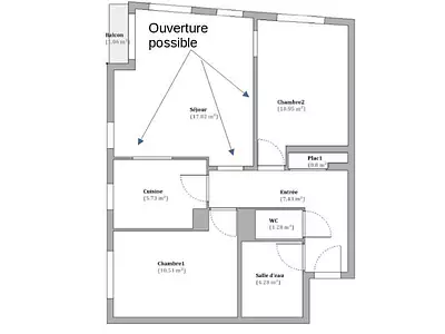Appartement, 59 m²