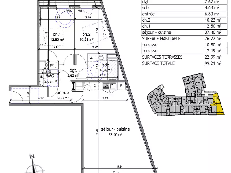 Appartement, 76,22 m²