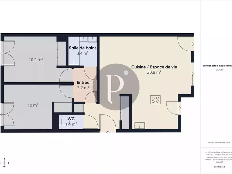 Appartement, 61,3 m²