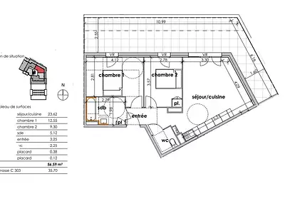 Appartement, 56 m²