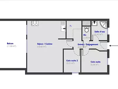 Appartement, 32 m²